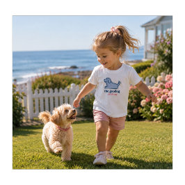 Mooie Blauwe Streep Seersucker Hond Silhouet Kinder Shirts