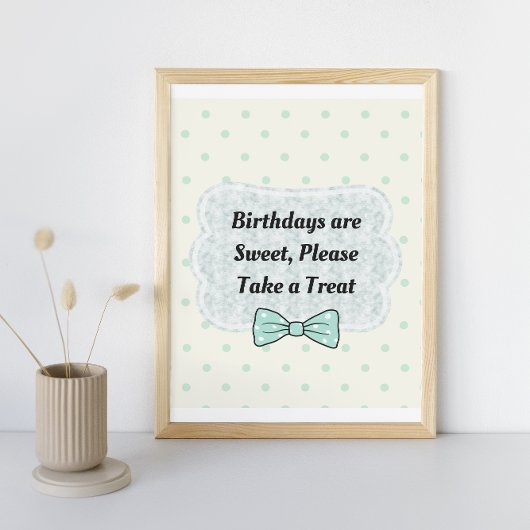 Mooie Blauwe Strik Feestbord Poster