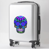 Mooie blauwe suikerschedel | Faux zien er groot ui Sticker (Koffer)