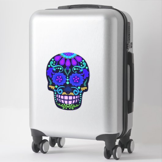 Mooie blauwe suikerschedel | Faux zien er groot ui Sticker (Koffer)