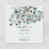 Mooie blauwe tapijt zwarte papaver vierkante visitekaartje (Achterkant)