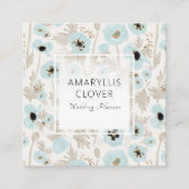 Mooie blauwe tapijt zwarte papaver vierkante visitekaartje (Voorkant)