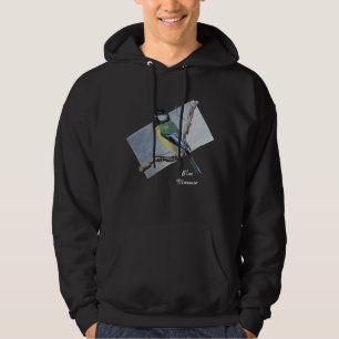 Mooie blauwe Titmuis Originele Kunst op pasta Hoodie