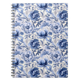 Mooie blauwe Toile de Jouy bloemen Notitieboek