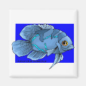 Mooie blauwe tropische Oscar vis Magneet (Voorkant)