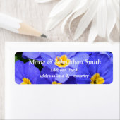 Mooie blauwe tuinbloemen huislabel etiket (Insitu)