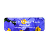 Mooie blauwe tuinbloemen huislabel etiket (Voorkant)