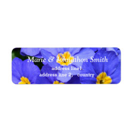 Mooie blauwe tuinbloemen huislabel etiket