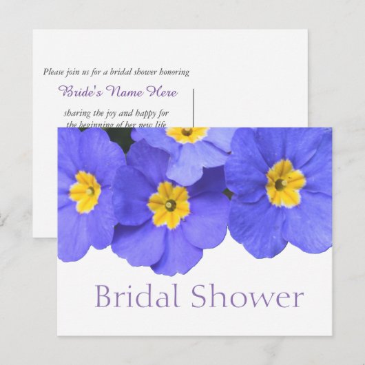 Mooie blauwe tuinbloemen vrijgezellenfeest uitnodiging briefkaart (Voorkant / Achterkant)