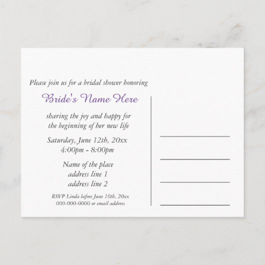 Mooie blauwe tuinbloemen vrijgezellenfeest uitnodiging briefkaart (Achterkant)