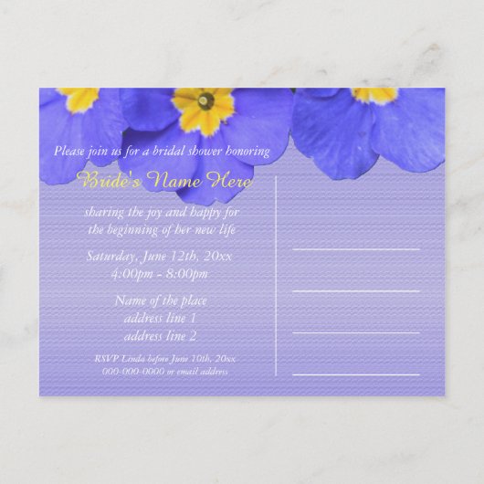 Mooie blauwe tuinbloemen vrijgezellenfeest uitnodiging briefkaart (Achterkant)