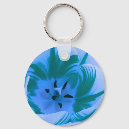Mooie Blauwe Tulp Sleutelhanger (Voorkant)