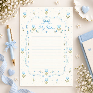 Mooie Blauwe Tulp Strik Gelinieerd Schrijfpapier N Briefpapier
