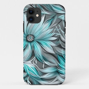 Mooie Blauwe Turquoise Bloemendruk Case-Mate iPhone Case