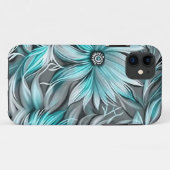 Mooie Blauwe Turquoise Bloemendruk Case-Mate iPhone Case (Achterkant (horizontaal))