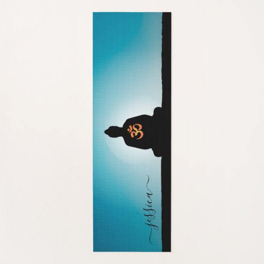Mooie Blauwe Turquoise Boeddha Om Custom Yogamat (Voorkant)
