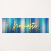 Mooie Blauwe Turquoise Gouden Namaste Douanenaam Yogamat (Voorkant (horizontaal))