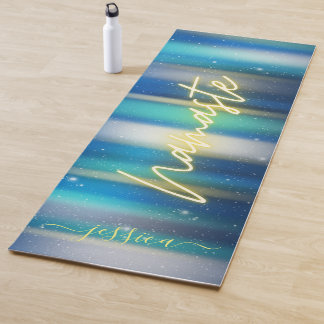 Mooie Blauwe Turquoise Gouden Namaste Douanenaam Yogamat