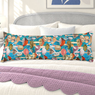 Mooie blauwe turquoise paddestoel schimmelpatroon lichaamskussen