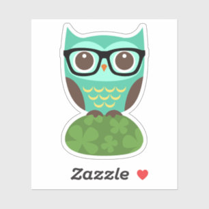 Mooie blauwe uil met bril vinyl stickers