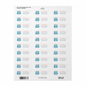 Mooie Blauwe Uil Retouradreslabels Etiket (Full Sheet)