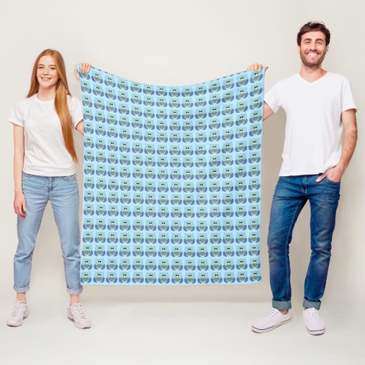 Mooie Blauwe Uilen Patroon Fleece Deken (In situ)