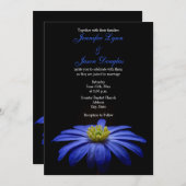 Mooie blauwe ventilator op zwarte bruiloft kaart (Voorkant / Achterkant)