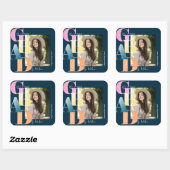 Mooie Blauwe Vette Lettertypefoto 2024 Afstuderen Vierkante Sticker (Vel)