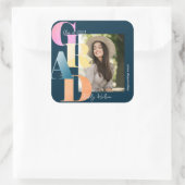 Mooie Blauwe Vette Lettertypefoto 2024 Afstuderen Vierkante Sticker (Tas)