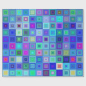 Mooie Blauwe Vierkantjes Verjaardag Giftwrap Cadeaupapier (Vlak)