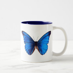 Mooie blauwe vintage van Monrach vlinder Tweekleurige Koffiemok