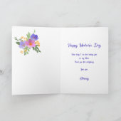 Mooie Blauwe Violette Bloemige "Moederdag" Feestdagen Kaart (Binnen)