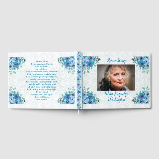 Mooie blauwe Violetten "Niet staan" Memorial Gastenboek (Volledig)