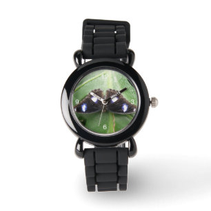 Mooie blauwe vlinder Glitter Watch Horloge