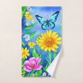 Mooie blauwe vlinder in een bloeiende weide bad handdoek (Handdoek)