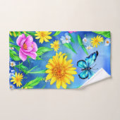 Mooie blauwe vlinder in een bloeiende weide bad handdoek (Handdoek)