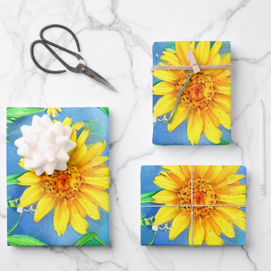 Mooie blauwe vlinder in een bloeiende weide inpakpapier vel (Voorkant)