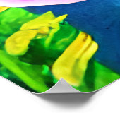 Mooie blauwe vlinder in een bloeiende weide poster (Hoek)