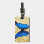 Mooie blauwe vlinder  kunst bagagelabel (Voorkant verticaal)