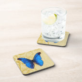 Mooie blauwe vlinder  kunst bier onderzetter (Rechterzijde)
