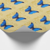 Mooie blauwe vlinder  kunst cadeaupapier (Hoek)