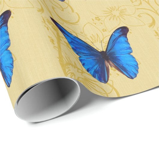 Mooie blauwe vlinder  kunst cadeaupapier (Rol Hoek)