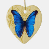 Mooie blauwe vlinder  kunst keramisch ornament (Rechts)