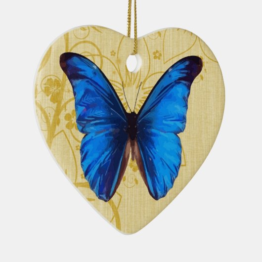 Mooie blauwe vlinder  kunst keramisch ornament (Rechts)