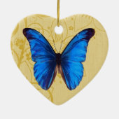 Mooie blauwe vlinder  kunst keramisch ornament (Achterkant)