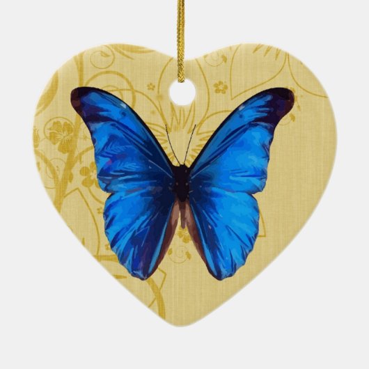 Mooie blauwe vlinder kunst keramisch ornament (Achterkant)