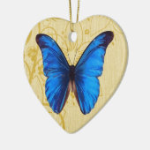 Mooie blauwe vlinder  kunst keramisch ornament (Links)