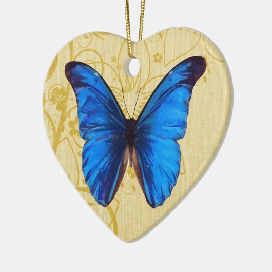 Mooie blauwe vlinder kunst keramisch ornament (Links)