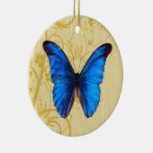 Mooie blauwe vlinder  kunst keramisch ornament (Rechts)