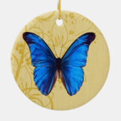 Mooie blauwe vlinder  kunst keramisch ornament (Achterkant)